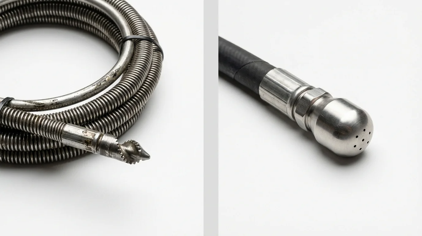 Drain snake cable and hydro jetting nozzle used for drain cleaning in Apopka, FL