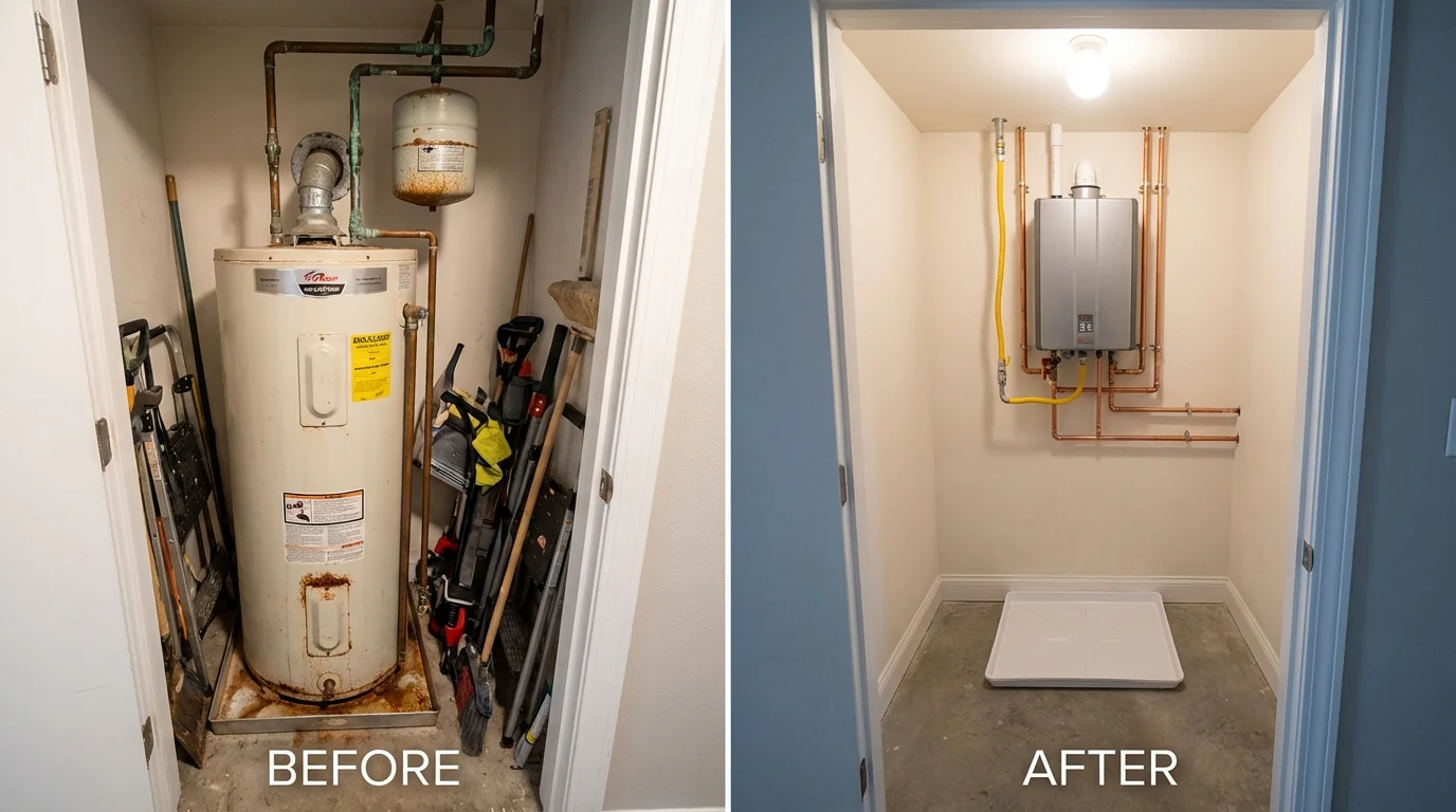 Tank water heater versus wall-mounted tankless unit comparison for Apopka, FL homeowners